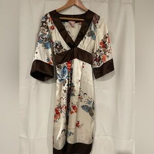 🦋🤎 Vintage 2000’s Satin Floral Butterfly Dress🦋🤎